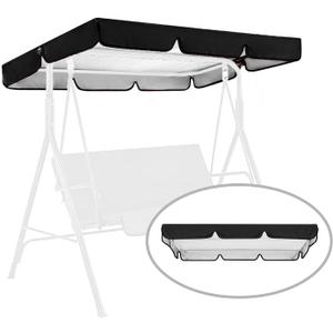 Swing Canopy Replacement for Outdoor Patio Swing Chair 2/3 Seater Waterproof Porch Swing Seat Canopy Cover Garden Hammock Top Cover for Seat Furniture, Canopy only (Black, 65x455.9 Inch)