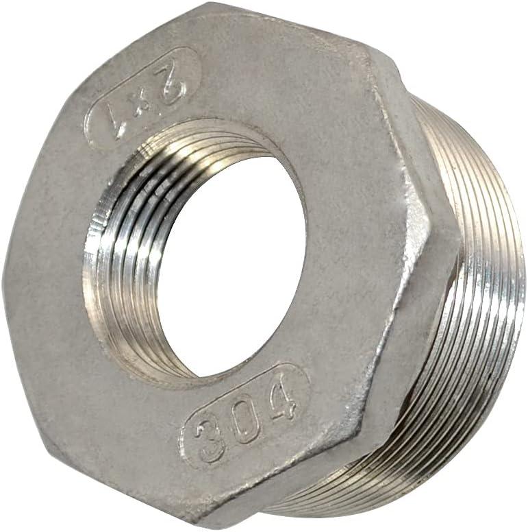 2" Male x 1" Female Thread Reducer Bushing Pipe Fitting, Adapter, Stainless steel SS 304 NPT