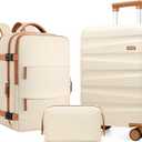 UKEIN Luggage Set with Backpack,Polycarbonate Carry On Luggage Airline Approved with Spinner Wheels, Hardshell Travel Suitcase with TSA Lock,Suitcase Set 3 Piece (Beige)
