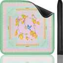 Printed American Learning Mahjong Mat (33x33), Anti-Slip, Noise-Reducing, Mahjong Table Mat for Mah-jongg, Poker, Board Games, Dominoes, and Card (Green and Yellow)