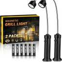 BBQ Grill Light, Barbecue Grilling Accessories for Outdoor Grill with Flexible Neck, Magnetic Base, Christmas Stocking Stuffers Birthday Grilling Gifts for Men Dad, 2 Pack-Batteries Included