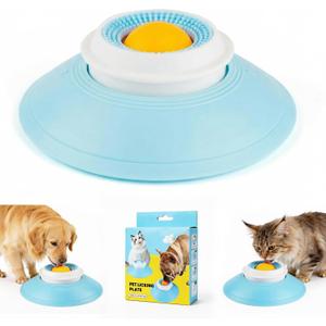 Dog Lick Bowl,Lick Bowl for Dogs Slow Feeder Dog Bowls for Liquid Food Treat,Lick and Roll Bowl for Dogs Anxiety Relieving Dog Lick Bowl with Ball,Snack Dispenser Non-Slip Pet Toys for Dogs Cats (Blue)