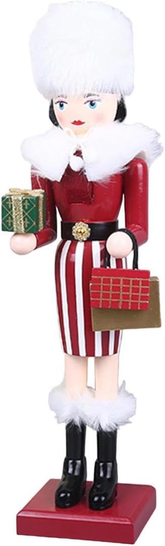Joylern Christmas Lady Nutcracker Figurines - Wooden Nutcracker Soldier for Xmas Tree & Table Decoration - 38cm