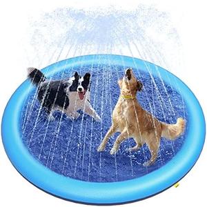 Peteast Dog Splash Pad 59" Anti-Slip Dog Pools for Large Dogs 0.58 mm Thick Dog Sprinkler Water Toy