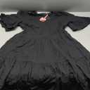 FANCYINN Women’s V Neck Cute Shift Dress with Pockets Bell Sleeve Ruffle Hem Loose Swing Summer Tunic Mini Dress, Size S