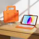 PAUL B for iPad 11th/10th Gen Case with Keyboard 11/10.9 inch A16 2025/2022,Handbag Design Wireless Keyboard Cover for iPad 11/10 Gen, with Pencil Holder,Multi-Touch Trackpad (Orange)