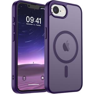 SUPFINE Magnetic for iPhone 16e Case 2025 (Compatible with MagSafe)(Military Grade Drop Protection) Slim Translucent Matte Shockproof with Anti-Fingerprint Phone Case,Dark Purple