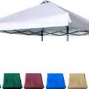 12x12 Canopy Replacement Top with Air Vent Silver Coated for Straight Leg Canopy Frame, (White)
