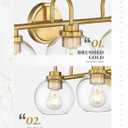 Bathroom Light Fixtures, 3-Light Brushed Gold Vanity Lights with Globe Clear Glass, Champagne Bronze Vanity Lighting Fixtures Over Mirror, AD-22280-3W-GD