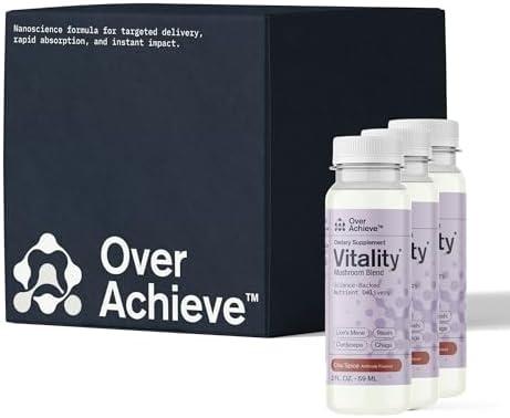 Mushroom Supplement Drink, Fast-Acting Vitality Blend, Cordyceps, Reishi, Chaga, Lion’s Mane,Ashwaganda, for Adults, Chai Spice Flavor 2 fl oz (9 Pack) 09/29/2025