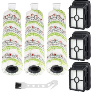 3 Pack Multi-Surface Pet Brush Rolls 2788 and Vacuum Filters 1866 Compatible with Bissell CrossWave Max 2554 2554A 2590 2593 2596, for HydroSteam 35151 3515 35152 3513 3518, Part 1618641&1608684