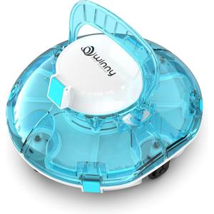 (2025 Upgrade) Cordless Robotic Pool Cleaner, Lasts 80 Min, Automatic Vacuum for Above-Ground Pools up to 645 Sq.ft, Portable, Self-Parking (Transparent Blue)