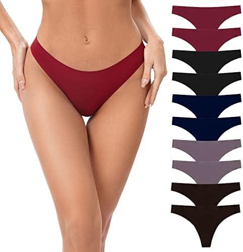 POKARLA Seamless Thongs for Women No Show Underwear Pack of 10 M