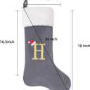 20-Inch Letter Embroidered Christmas Stocking Thick Grey Velvet with Super Soft Plush Cuff Personalized Festival Decoration for Xmas and New Year Party(Letter C)