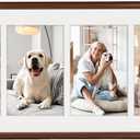 8x28 Collage Picture Frame Natural Walnut Solid Wood, 4x6 Collage Photo Frame Displays 6 Photos or 8x28 (Without Mat), Wooden Frame for Tabletop or Wall Mounting Display, 8x28-6 Openings