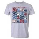 Retro American Mama Bow USA Flag 4th of July Patriotic Mom shirt, Size 2 XL, Grey