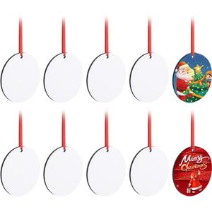 8 x 10pcs Sublimation Blanks - 3.15" Round MDF Ornaments for DIY Christmas Decoration