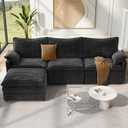 Vesgantti 108" Modular Sectional Sofa, Comfy Cloud Couch with Movable Ottoman Deep Seat Corduroy L Shaped Modular Sofa, Sectional Couches for Living Room, Bedroom and Apartment, Gray