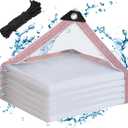 Clear Waterproof Tarp with Grommets 6x12ft,Heavy Duty Clear Vinyl Plastic Tarps for Winter Outdoor, Transparent Tarpaulin PVC Tarps Covering for Patio Henhouse Porch Canopy Plant Camping (White Border)