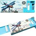 Pop Up Multifunction Pencil Case for Boys and Girls, Cute Cartoon Pen Box, Stationery Organizer with Calculator, Sharpener and Schedule, School Supplies Pencil Box, Best Gift Birthday Present for Kids, Set of 2