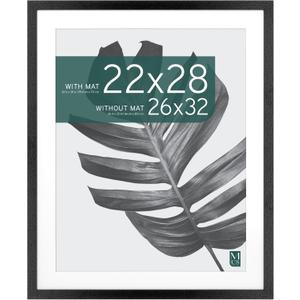 MCS Studio Gallery 26x32 Matted Poster Frame with 22x28 Picture Display, Black Woodgrain Vertical & Horizontal Wall Hanging Large Picture Frame for Photos, Posters & Art Prints (1-Pack)