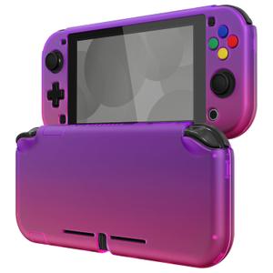 eXtremeRate PlayVital Protective Case for Nintendo Switch Lite, Hard Cover for Nintendo Switch Lite - Screen Protector & Thumb Grips & Buttons Caps Stickers Included - Clear Atomic Purple Rose Red