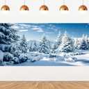 Winter Forest Backdrop 20x10ft Christmas Pine Tree Snow Snowflake Scene Photography Background Large Xmas Holiday Party Decorations Banner Photo Booth Props Fabric Picture Supplies