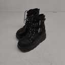 Tscoyuki Goth Platform Ankle Boots for Women - Bat Buckle Straps Rave Boots Zip Round Toe Combat Boots Womens Chunky Wedges High Heels Moto Booties 42