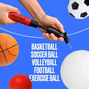 SPORTBIT Ball Pump for Sports Balls - Push & Pull Inflating System - Hand Pump for All Exercise Balls - Volleyball Pump, Basketball Inflator, Football & Soccer Ball Air Pump