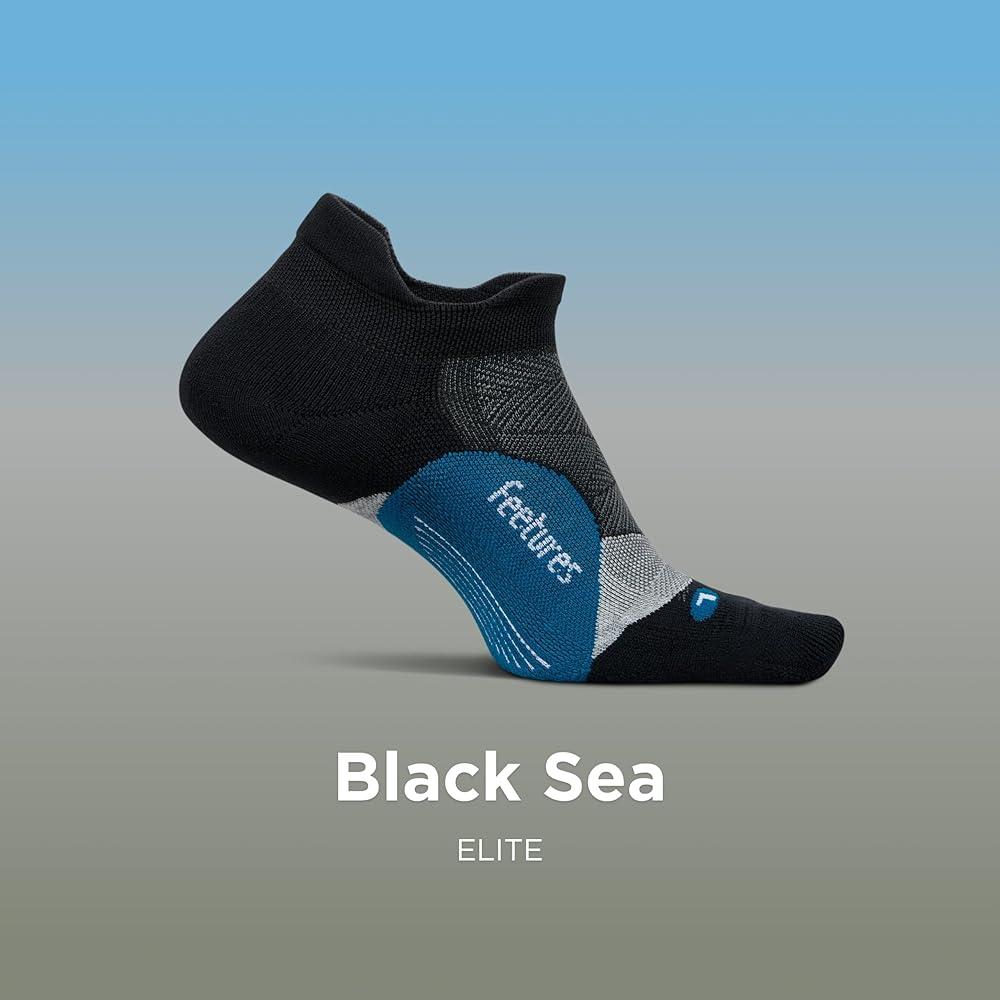 Feetures Elite Light Cushion No Show Tab Athletic Ankle Socks - Sport Sock with Targeted Compression M Pack of 3