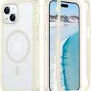 Red2Fire Magnetic for iPhone 15 Case, [Compatible with MagSafe][Military Grade Drop Protection][Heavy Duty Shockproof] Non-Slip Translucent Matte Bumper Phone Case for iPhone 15 6.1"-Antique White