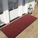 Yimobra 72x24 Indoor Outdoor Runner Rug, Heavy-Duty Entrance Mat for High Traffic Areas, Commercial Grade Welcome Door Mat, Easy Clean Black Red