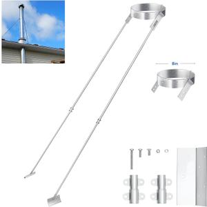 2025 Update Silver Plated High-End Ebusin 8" Extended Roof Bracket Supports Chimney Stove Pipe for DuraVent Triple Wall 4" I.D ,Suitable for All Outer Diameters of 8", Stability Against Wind & Snow