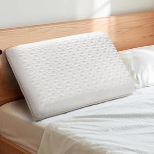 BROSBRSS Gel Memory Foam Pillows for Sleeping- Standard Size -1-Pack - Medium Plush Feel - Neck and Shoulder Support - for Back-Side- Stomach Sleepers - Bed Pillows (White/Gold edge-4inch)
