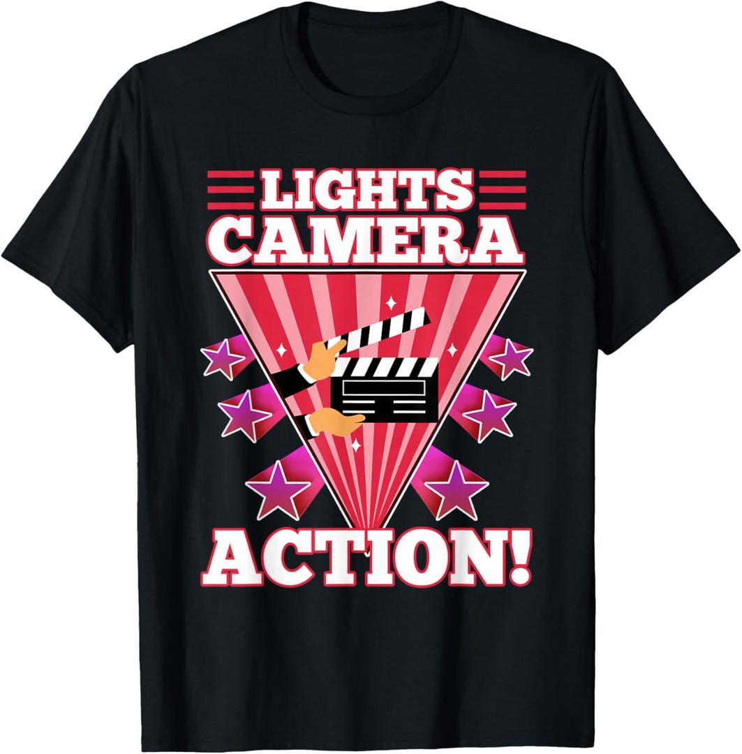 Lights camera action T-Shirt (Black, XXL)