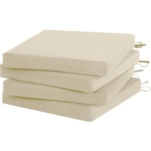 Favoyard Outdoor Chair Cushion Set of 4 Rainproof & Color Fade Resistant 19 x 19 x 2 in Square Corner Patio Furniture Cushions with Waterproof Hidden Zipper Attach Ties for Dining Table Chairs Seats (Beige)
