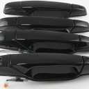 Exterior Door Handle, 4PCS Black Front Rear Driver Passenger Compatible with 2007-2014 Chevy Silverado Suburban Avalanche Tahoe, GMC Sierra Yukon Cadillac Escalade Replace 20828258 22738721