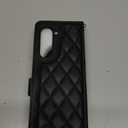 YYTVN for Samsung Galaxy Z Fold 5 Wallet Case with S Pen Holder & Crossbody Lanyard Strap & Wrist Strip, Shockproof Stylish Protective Cover for Galaxy Z Fold 5 (Black)