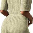 Ekouaer Pajamas 2 Piece Lounge Sets Ribbed Knit Matching Outfits T-shirt Biker Shorts Sleepwear Loungewear Sweatsuits (Green, S)