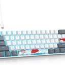 60% Mechanical Keyboard White Grey, Compact 60 Percent Gaming Keyboard RGB Backlit, 61 Keys Red Switches Mini Keyboard, USB Wired Office Keyboard for Windows Mac Laptop PC (61 Grey White)