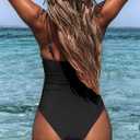CUPSHE Women's One Piece Swimsuit Tummy Control V Neck Bathing Suits (Black, L)