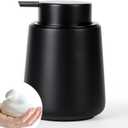 Foam Hand Soap Dispenser - Refillable 12 oz Bathroom Foaming Hand Wash Soap Dispenser with Easy to Press Hand Pump, Dish Liquid Dispenser for Kitchen, Resin, Non-Plastic, Matte Black