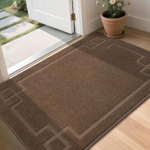 BEQHAUSE Door Mat 36" x 60", Non-Slip Door Mats Indoor Entryway Rugs Washable Low-Profile Absorbent and Stain Resist Floor Mats, Dog Door Mat for Front Back Door, Mud Wet Shoes & Paws, Brown