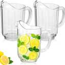 Tessco for you 3 Pcs Plastic Pitchers 60 Ounce Clear Restaurant Jug Large Water Pitcher Carafe Serve Milk Tea Juice Drink for Parties Container Dispenser Beer Jar (Classic)