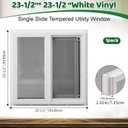 Pushglossy 23-1/2" x 23-1/2" Vinyl Utility Window Single Sliding Window with Low E Double Pane Insulated Tempered Glass Mesh Screen for Basement Bathroom House Kitchen Garage Attic, White