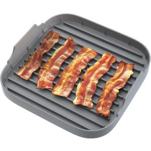 Jillmo Silicone Microwave Bacon Cooker, Large Microwave Bacon Tray, Grey