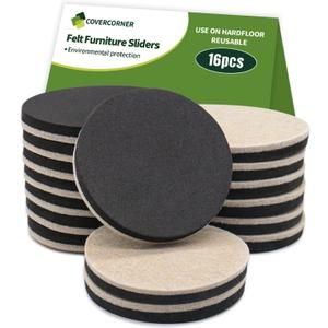 Furniture Sliders for Hardwood Floors 16 PCS - 3 1/2 inch Sliders for Moving Furniture  Felt Furniture Pads for Hardwood Floors