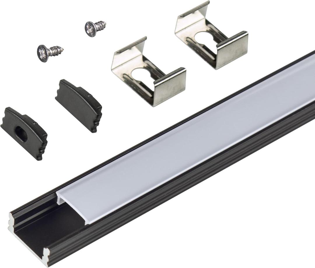 Armacost Lighting Surface Mount LED Tape Light Mounting Channel 5-Pack - Black, 960056