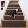 ANTDLE Stair Treads NonSlip 16 Pack 8"x30"  Carpet Stair Runner for Indoor Wooden Steps with TPE Backing & AntiSkid Surface, Reusable Adhesive Safety Rug for Kids/Elder/PetFriendly  Brown