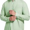 Mens Oxford Shirt Long Sleeve Button Down Shirt Regular Fit Casual Button Down Shirt with Pocket (Green, XXXL)